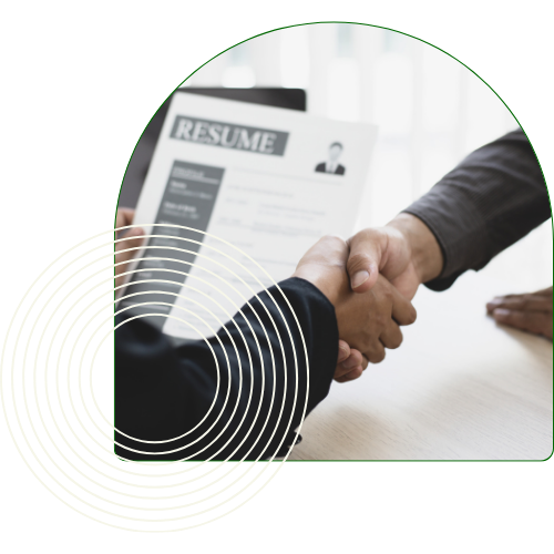 A handshake over a résumé